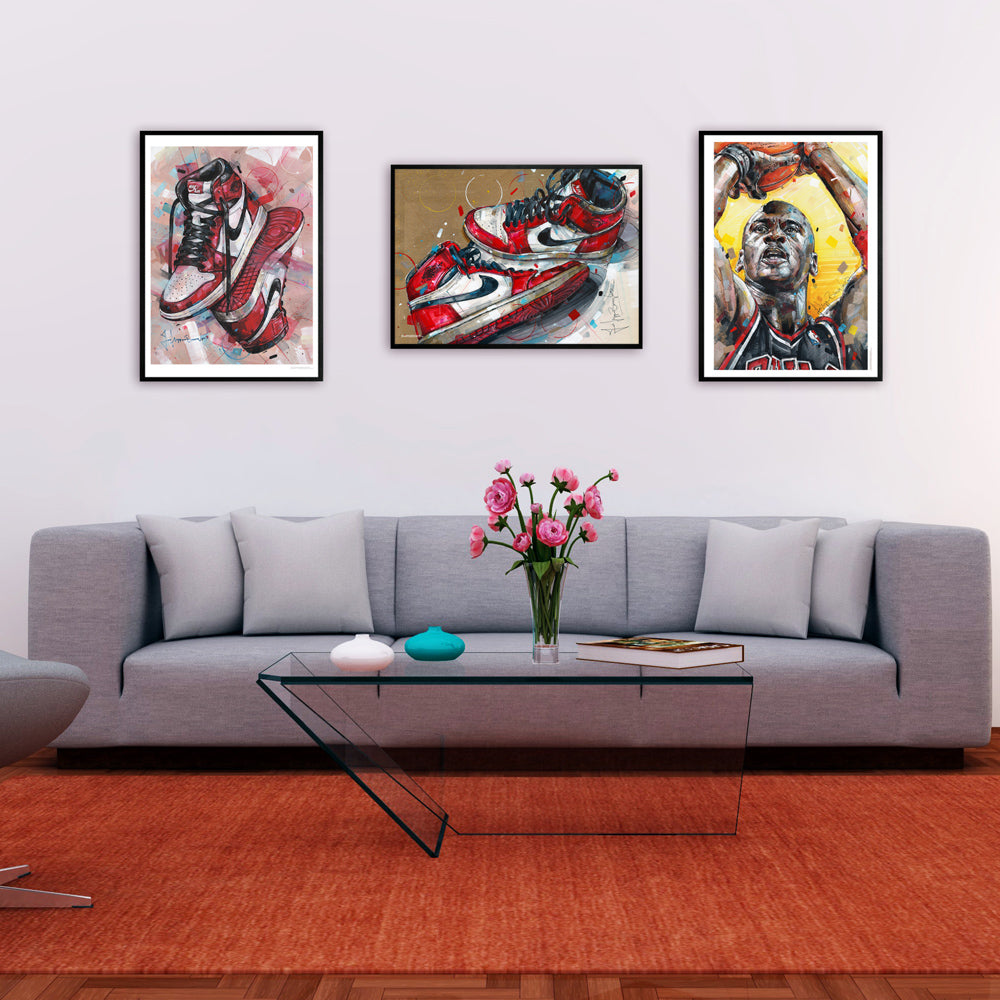 Nike Air Jordan 1 upside down Chicago print 50x70 cm