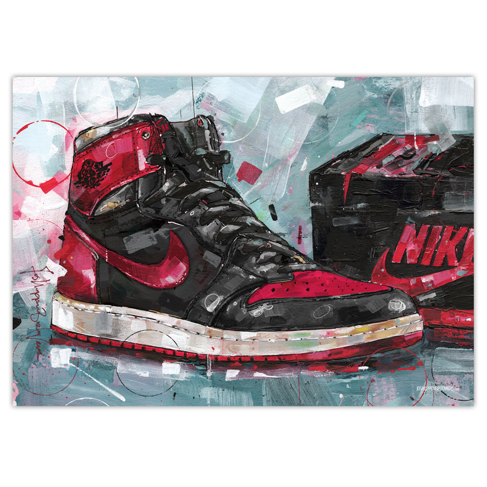 Nike Air Jordan 1 shoebox banned bred art print