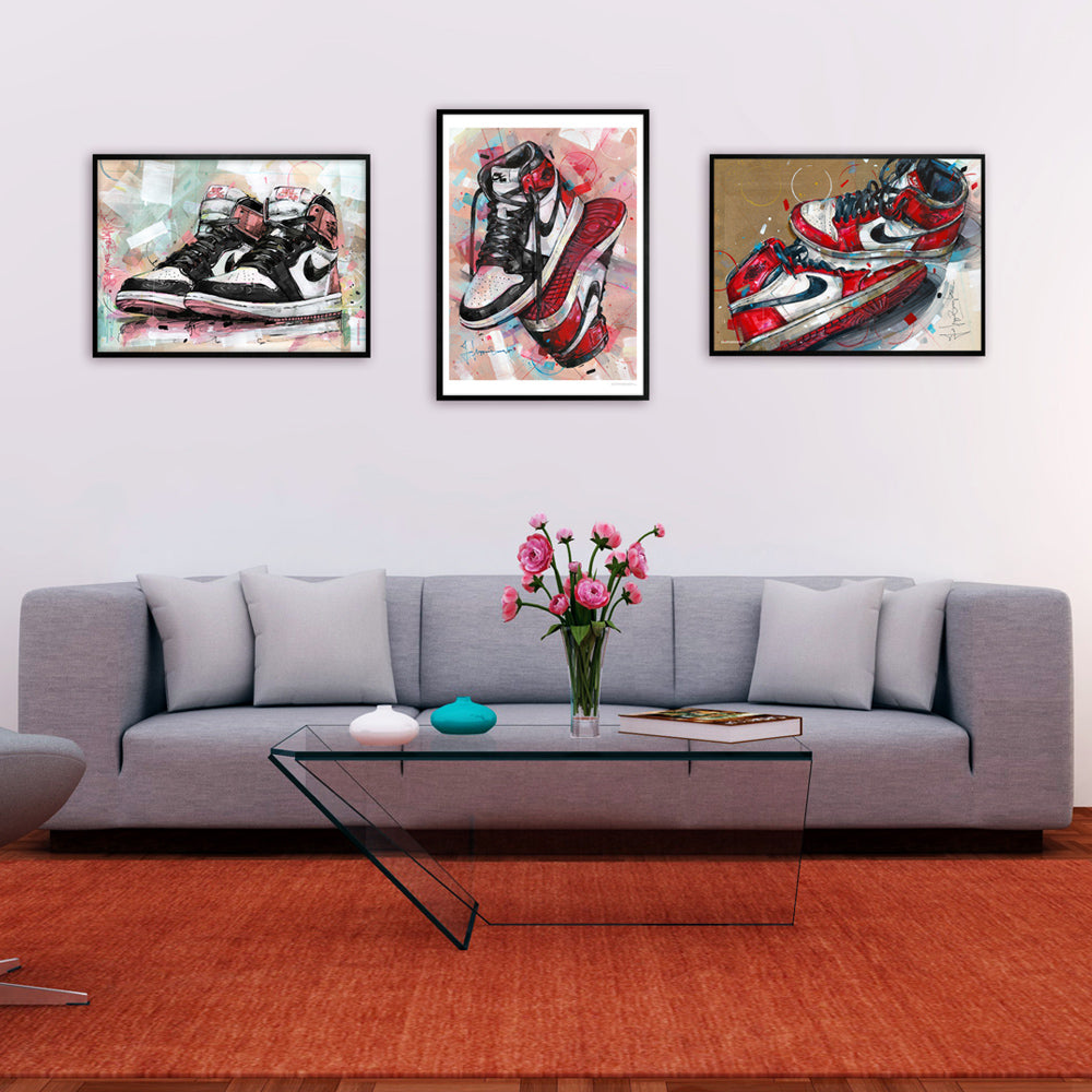 Nike Air Jordan 1 upside down black toe print 50x70 cm