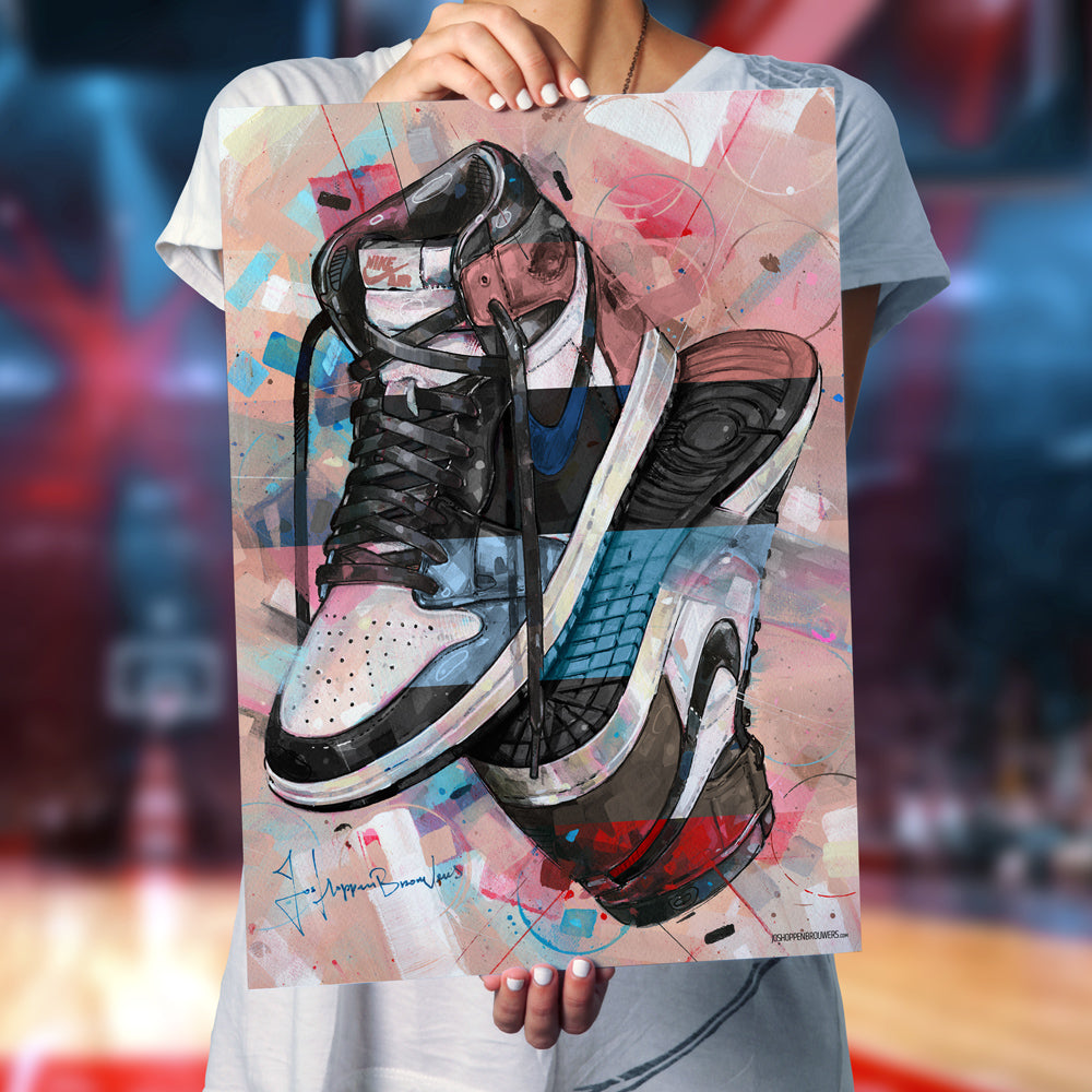 Nike Air Jordan 1 upside down colourway print 50x70 cm