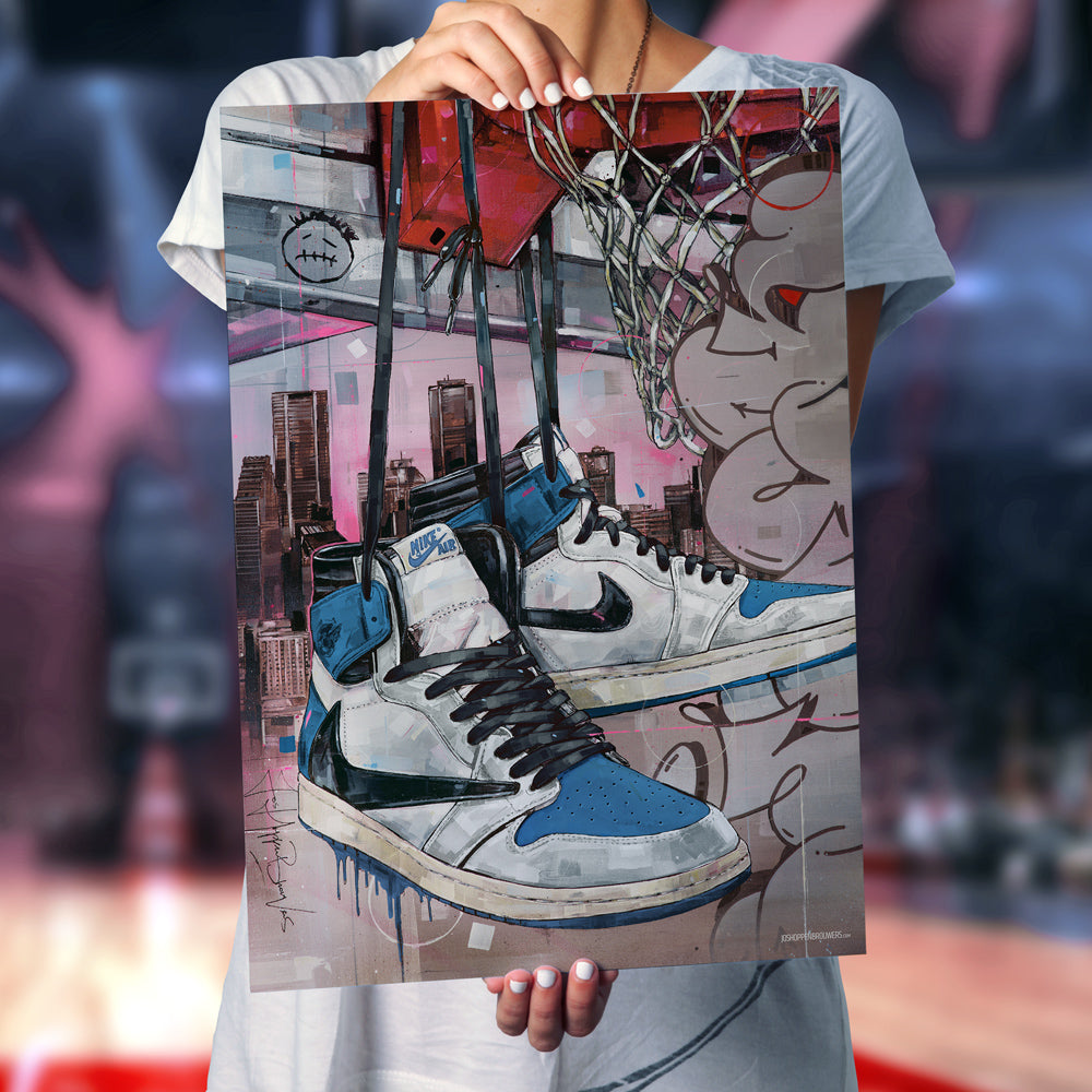 Nike Air Jordan 1 fragment high basket print 50x70 cm - ingelijst & gesigneerd