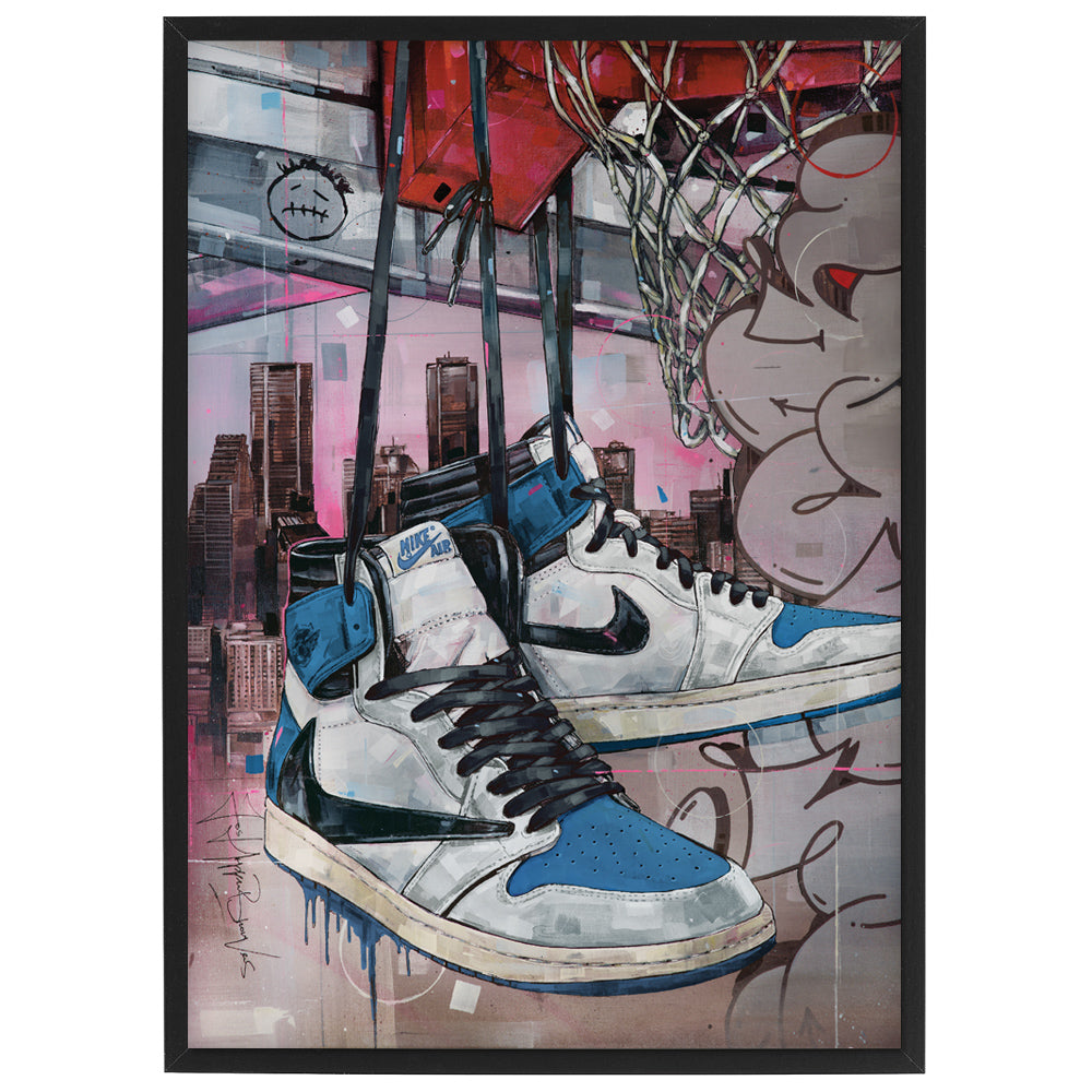 Nike Air Jordan 1 fragment high basket Druck 29,7x42 cm (A3) - gerahmt und signiert