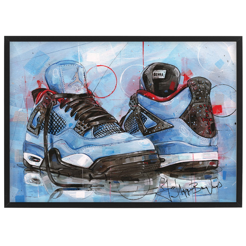 Nike Air Jordan 4 Cactus Jack print 42x29,7 cm (A3) - framed & signed