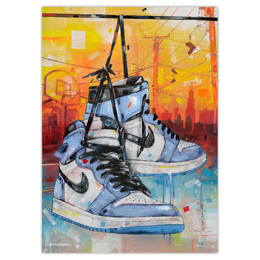 Nike Air Jordan 1 powerlines university blue estampado 50x70 cm