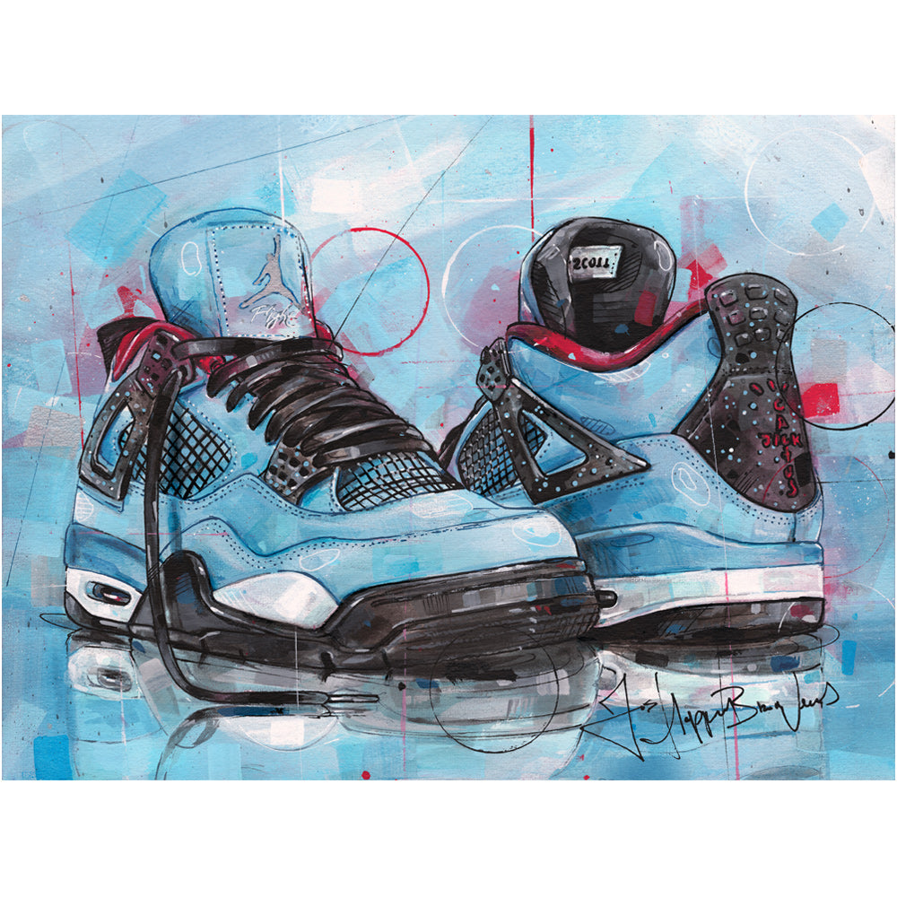 Nike Air Jordan 4 Cactus Jack pintura 40x30 cm