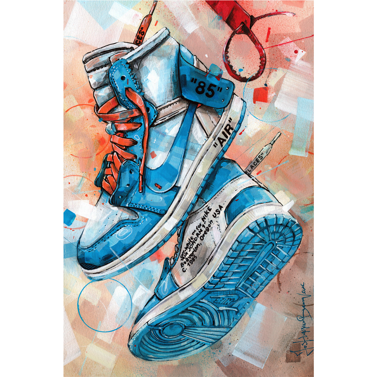 Nike Air Jordan 1 Off White university blue Leinwand 40x60 cm