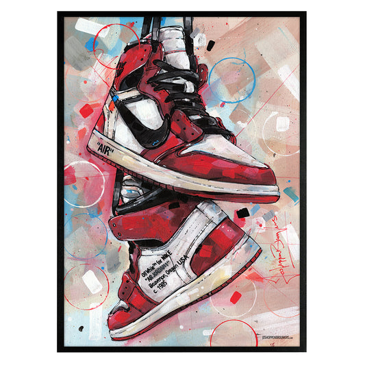 Nike Air Jordan 1 Off White Chicago print 50x70 cm - ingelijst & gesigneerd