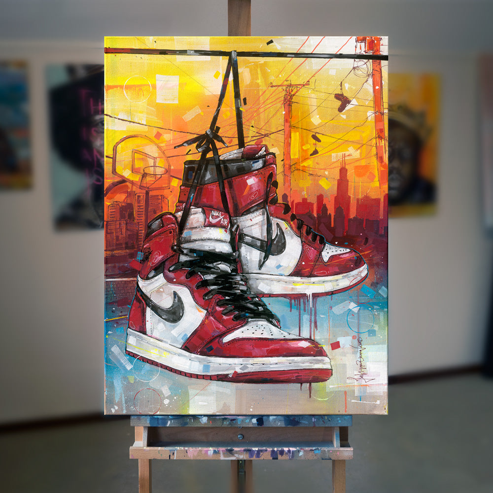 Nike Air Jordan 1 powerlines Chicago painting 60x80 cm