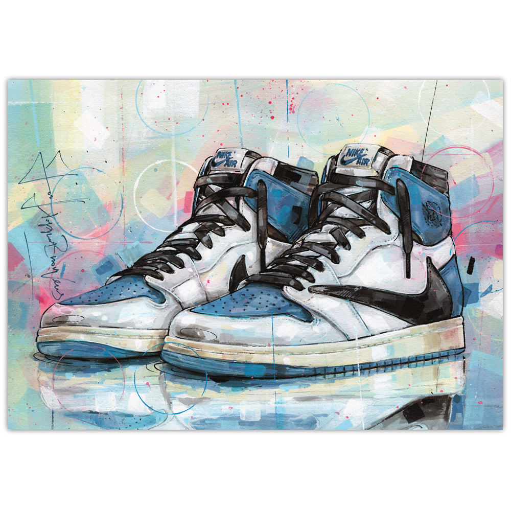 Nike Air Jordan 1 fragment high print 42x29,7 cm (A3) - ingelijst & gesigneerd