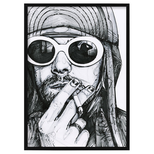 Kurt Cobain schilderij 21x29,7 cm