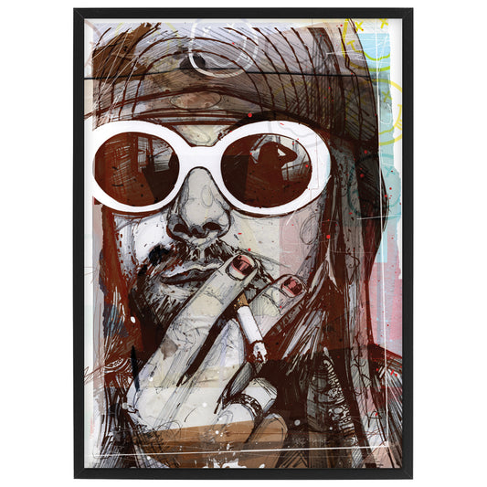 Kurt Cobain print 29,7x42 cm (A3) - ingelijst & gesigneerd