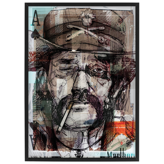 Lemmy Kilmister, Motörhead print 29,7x42 cm (A3) - ingelijst & gesigneerd