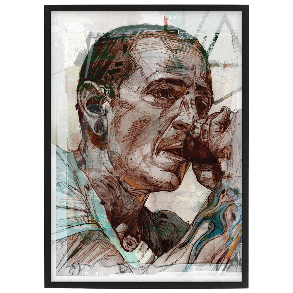 Chester Bennington estampado 29,7x42 cm (A3) - enmarcado y firmado