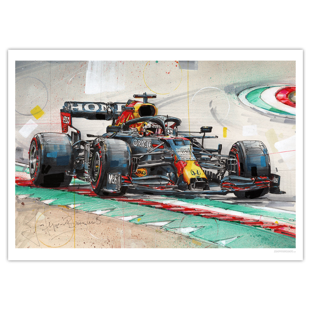 Verstappen racecar print 70x50 cm