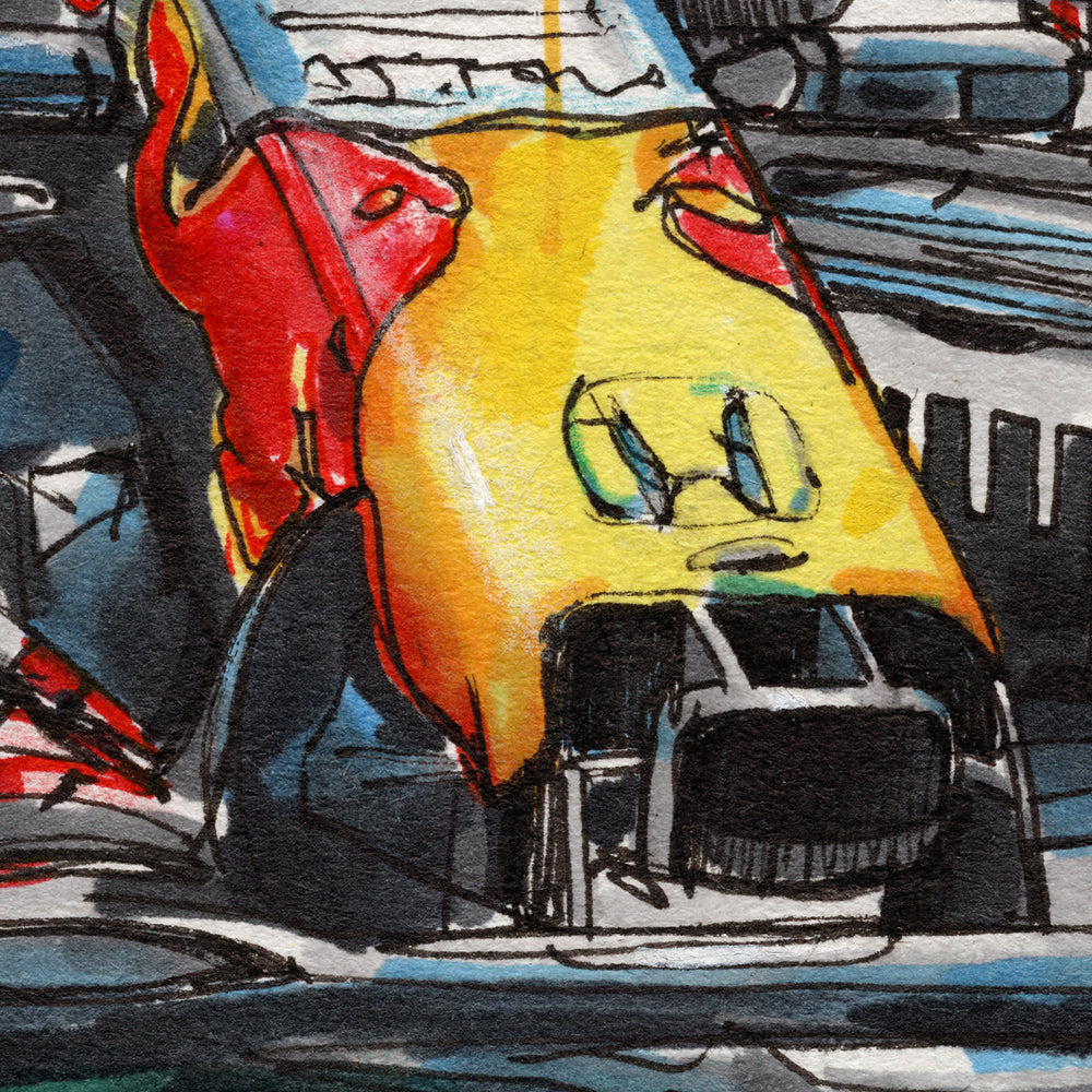 Verstappen racecar print 42x29,7 cm (A3) - ingelijst & gesigneerd