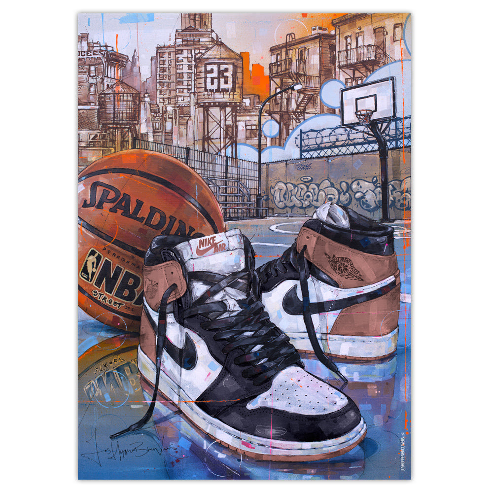 Nike Air Jordan 1 basketball rust pink imprimé 50x70 cm