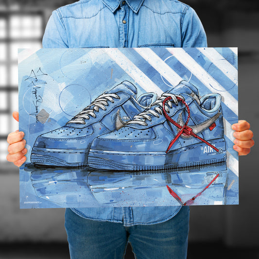 Nike Air Force 1 low university blue full colour Druck 70x50 cm