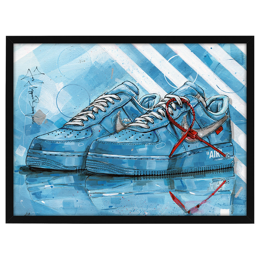 Nike Air Force 1 low university blue peinture 40x30 cm