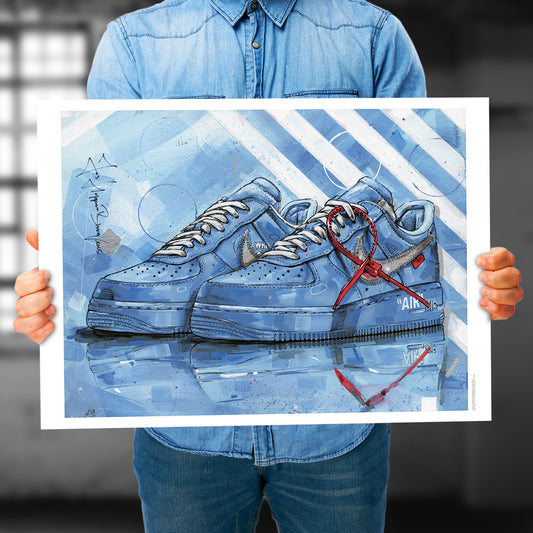 Nike Air Force 1 low university blue Druck 70x50 cm