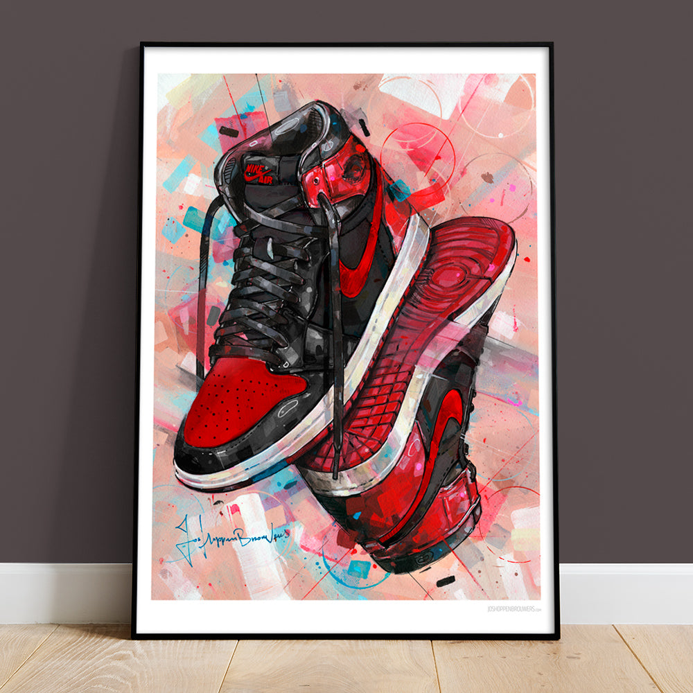 Nike Air Jordan 1 upside down banned bred print 50x70 cm