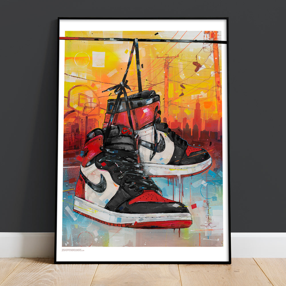 Nike Air Jordan 1 powerlines bred toe print 50x70 cm