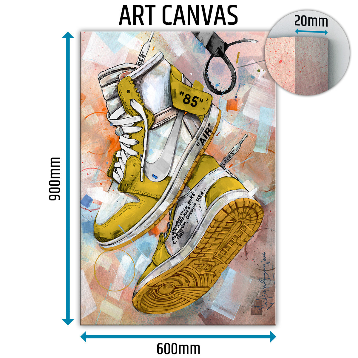 Nike Air Jordan 1 Off White yellow lienzo