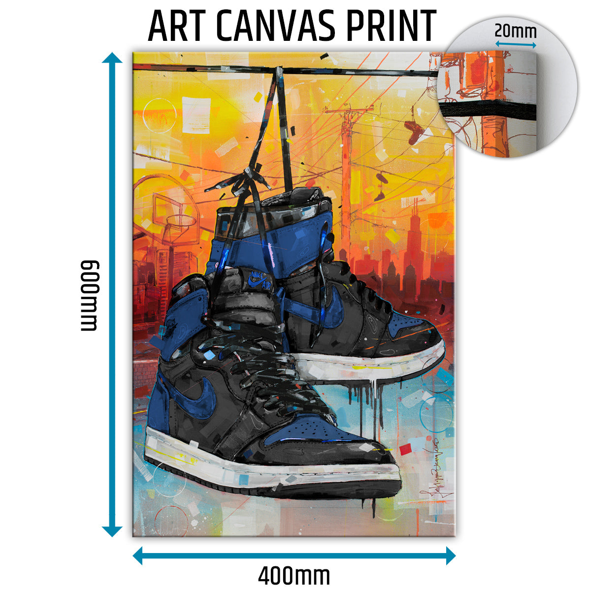 Nike Air Jordan 1 powerlines royal blue Leinwand 40x60 cm