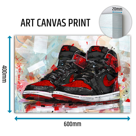 Nike Air Jordan 1 retro high banned bred lienzo 60x40 cm