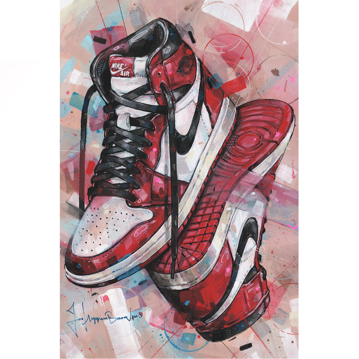 Nike Air Jordan 1 upside down Chicago lienzo 40x60 cm