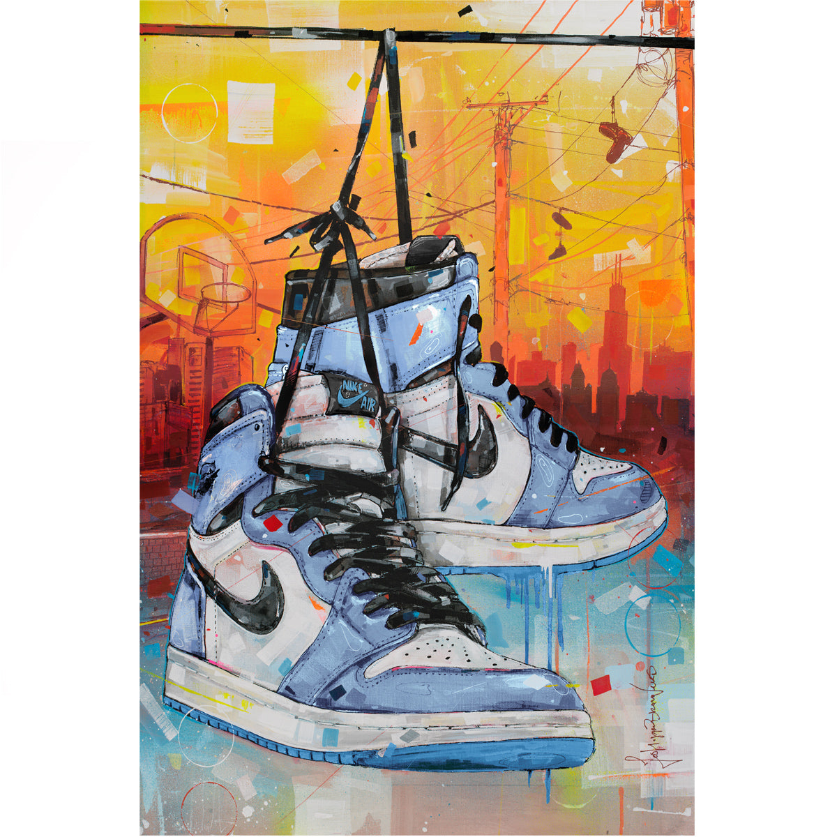 Nike Air Jordan 1 powerlines university blue toile 40x60 cm