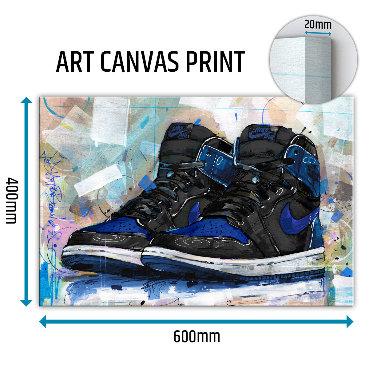 Nike Air Jordan 1 retro high royal blue lienzo 60x40 cm