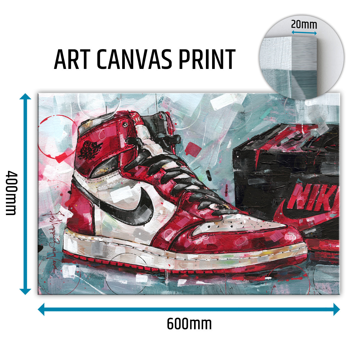 Nike Air Jordan 1 shoebox Chicago toile 60x40 cm