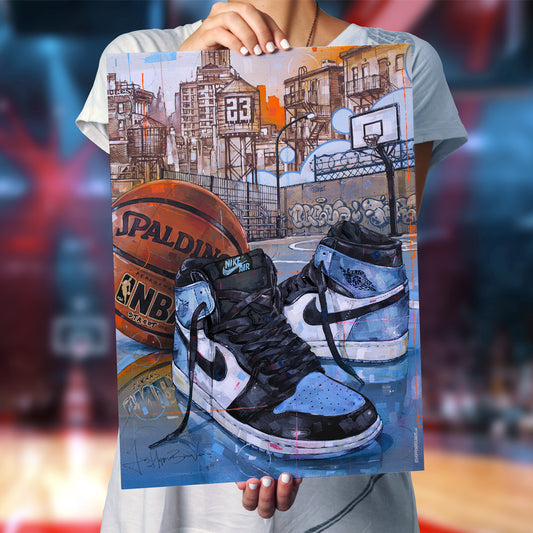 Nike Air Jordan 1 basketball UNC Toe Druck 50x70 cm