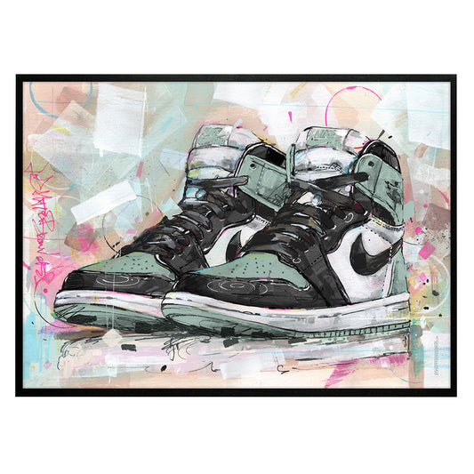 Nike Air Jordan 1 retro high igloo estampado 70x50 cm - enmarcado y firmado