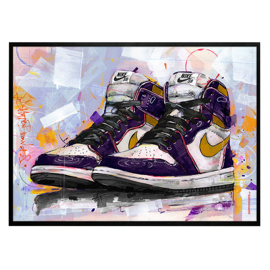 Nike Air Jordan 1 retro high L.A. to Chicago estampado 70x50 cm - enmarcado y firmado