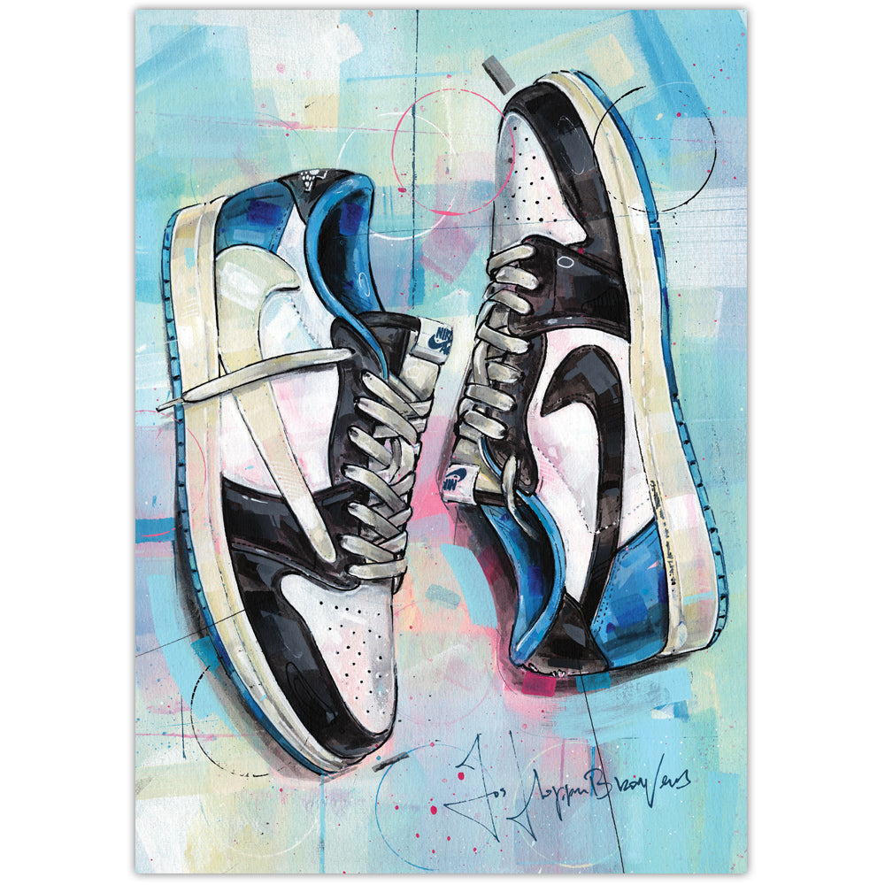 Nike Air Jordan 1 fragment low print 29,7x42 cm (A3) - framed & signed