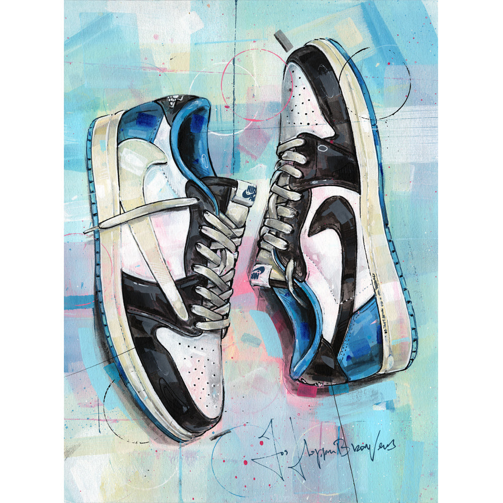 Nike Air Jordan 1 fragment low pintura 30x40 cm