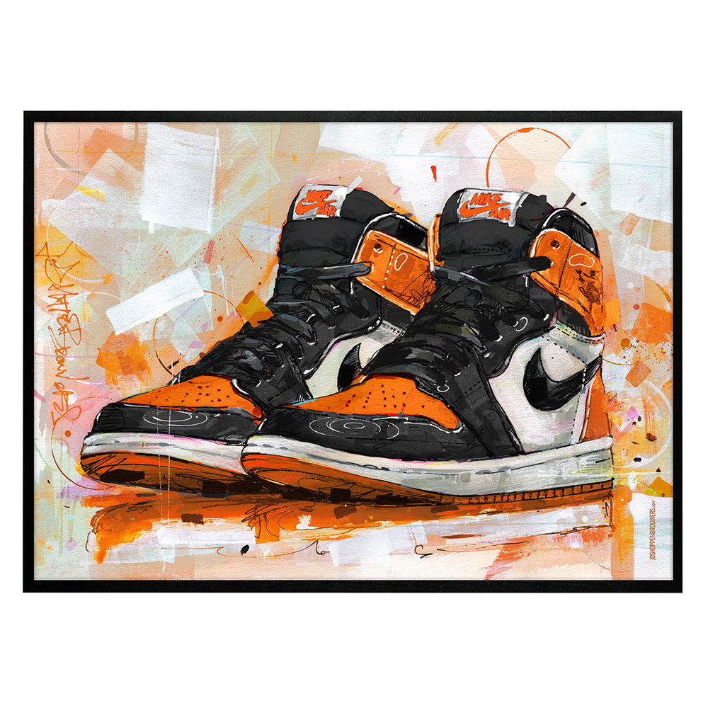 Nike Air Jordan 1 retro high shattered backboard imprimé 70x50 cm - encadré et signé