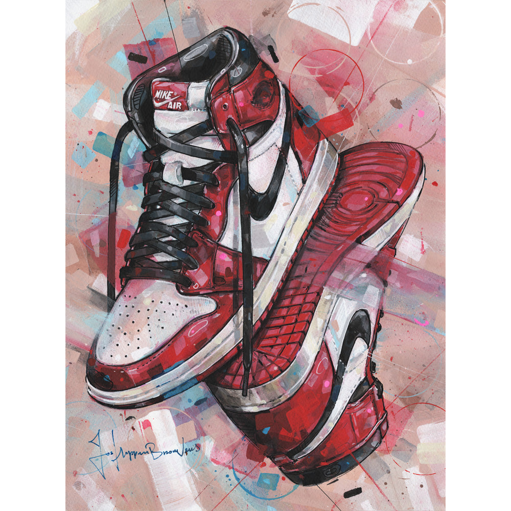 Nike Air Jordan 1 upside down Chicago Malerei 30x40 cm