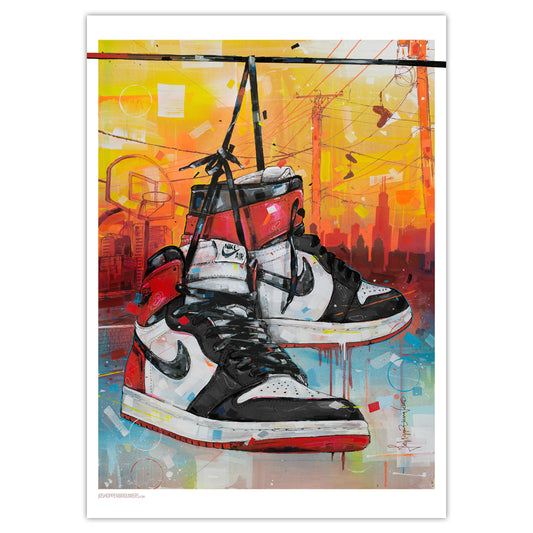 Nike Air Jordan 1 powerlines black toe estampada