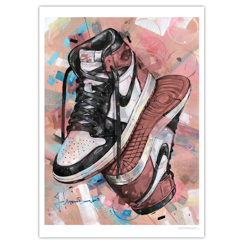 Nike Air Jordan 1 upside down rust pink imprimé 50x70 cm