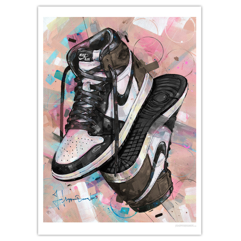 Nike Air Jordan 1 upside down dark mocha imprimé 50x70 cm