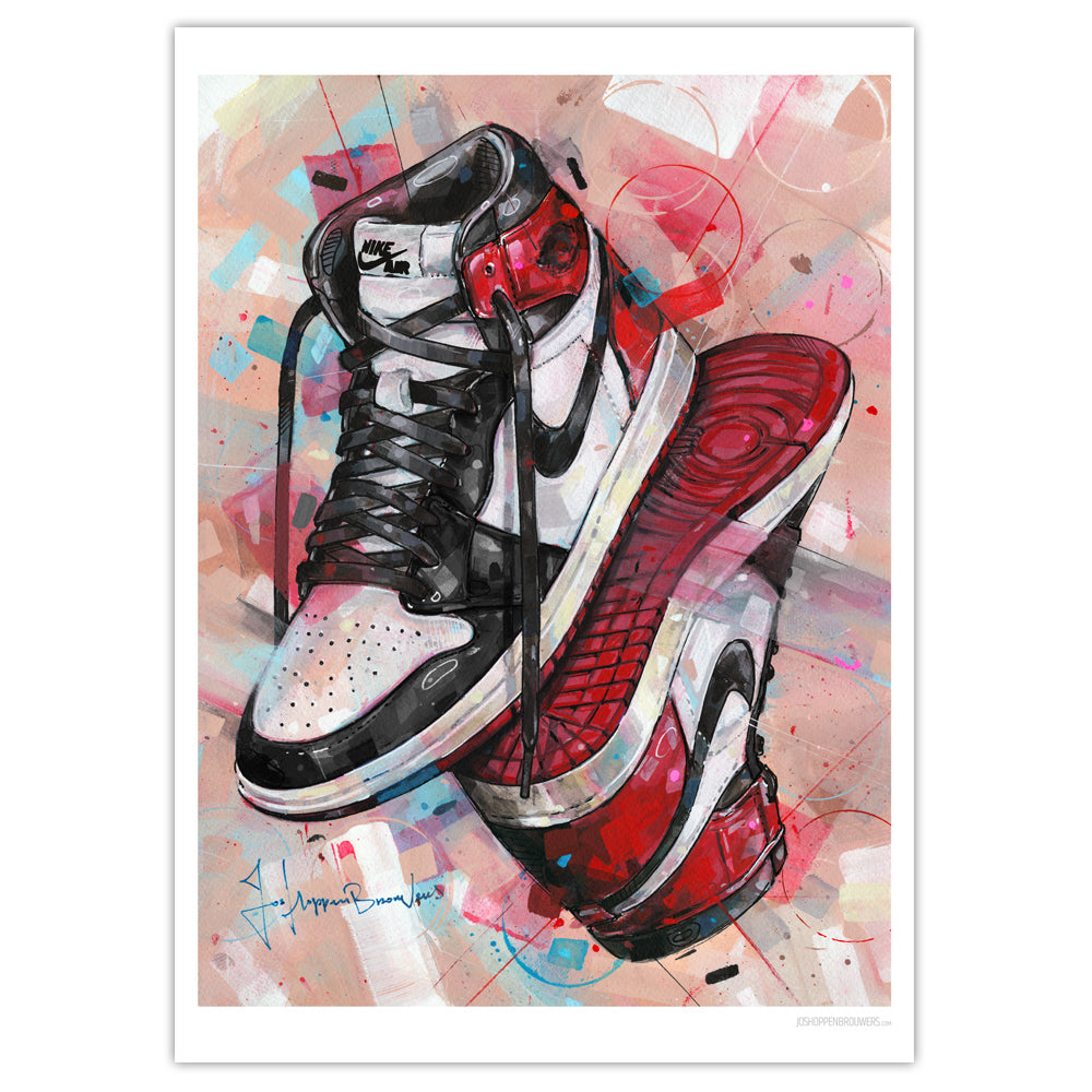 Nike Air Jordan 1 upside down black toe print 50x70 cm