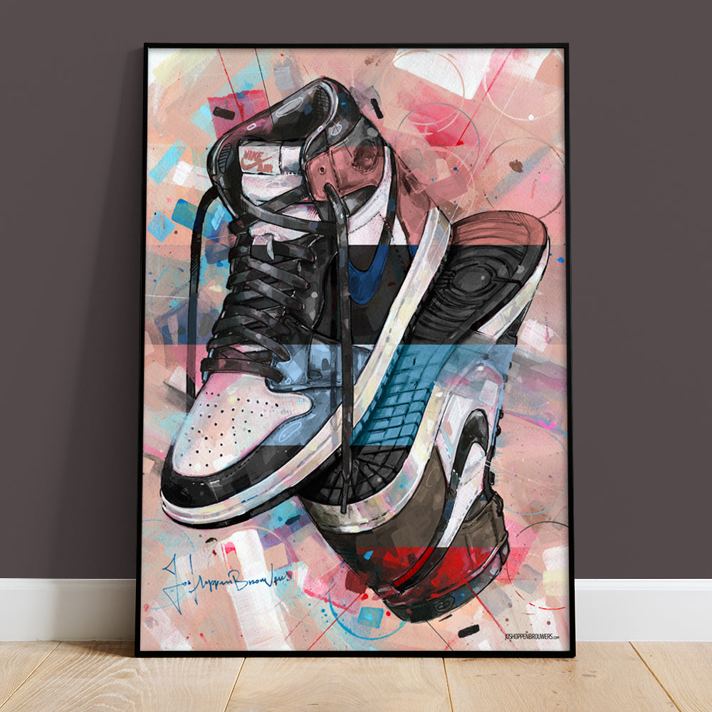 Nike Air Jordan 1 upside down colourway print 50x70 cm