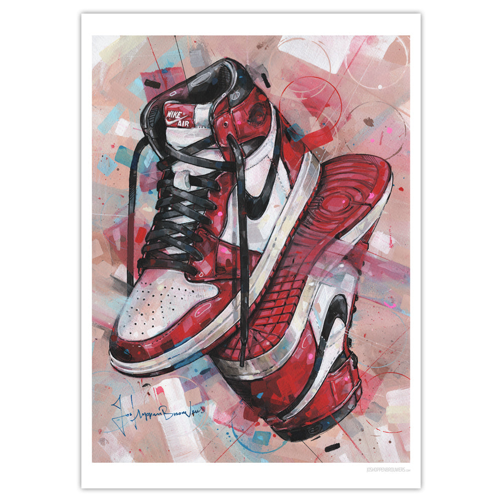 Nike Air Jordan 1 upside down Chicago imprimé 50x70 cm