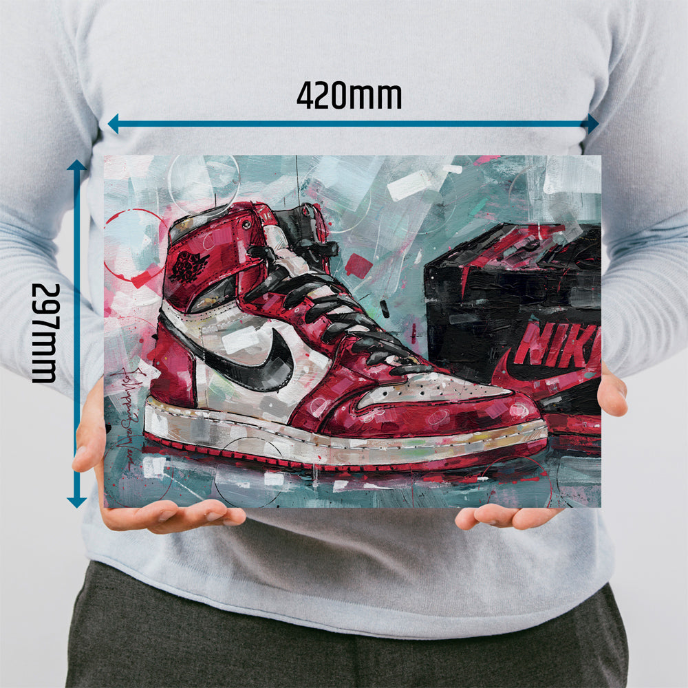 Nike Air Jordan 1 shoebox Chicago estampado 42x29,7 cm (A3)