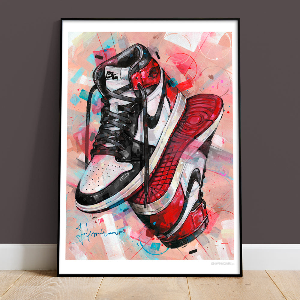 Nike Air Jordan 1 upside down black toe print 50x70 cm