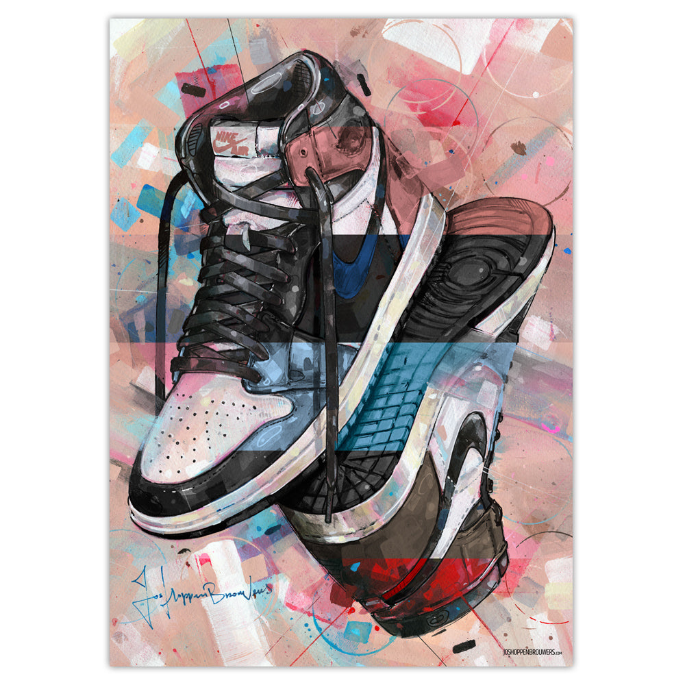 Nike Air Jordan 1 upside down colourway imprimé 50x70 cm