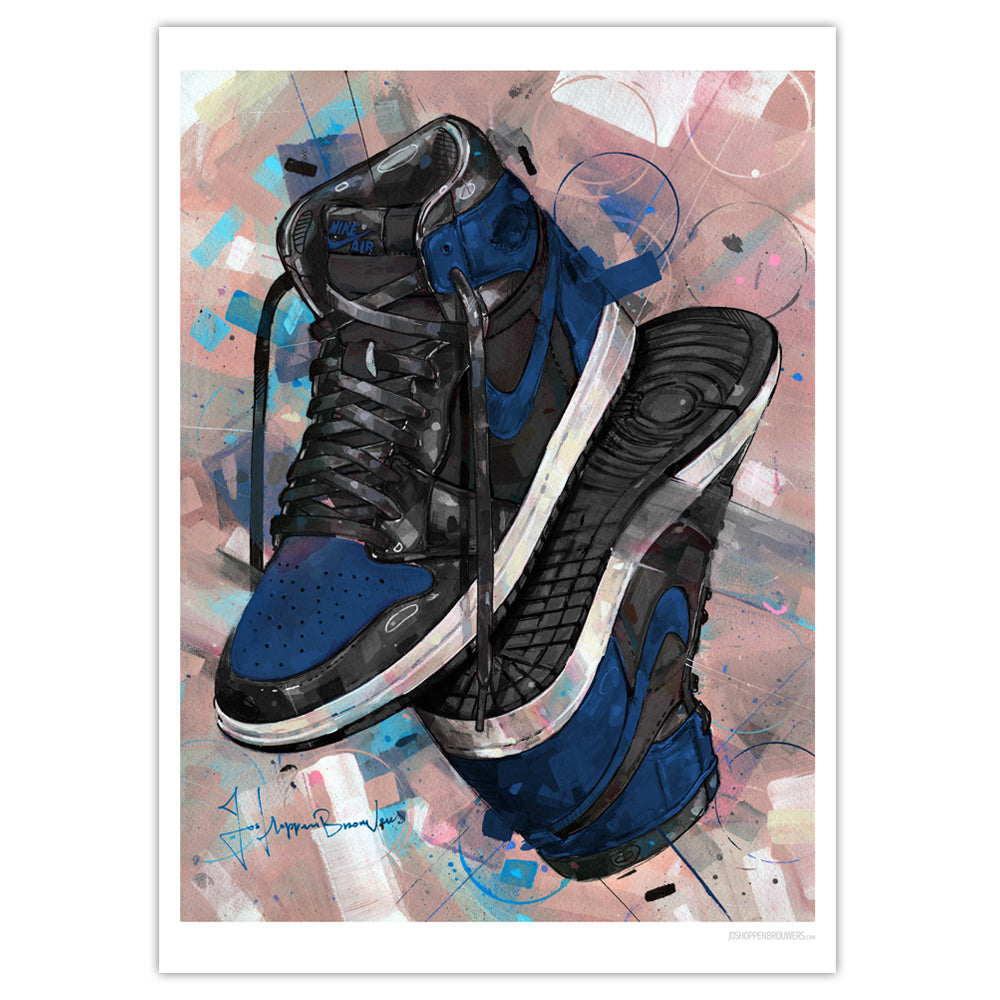 Nike Air Jordan 1 upside down royal blue estampada