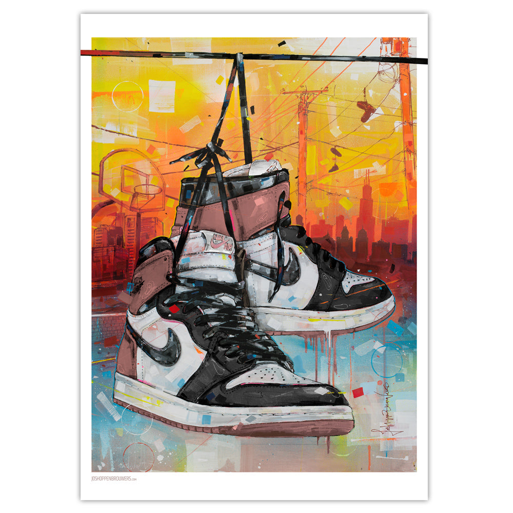 Nike Air Jordan 1 powerlines rust pink estampado 50x70 cm